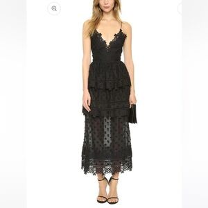 Self-Portrait Black Lace Tiered Dress